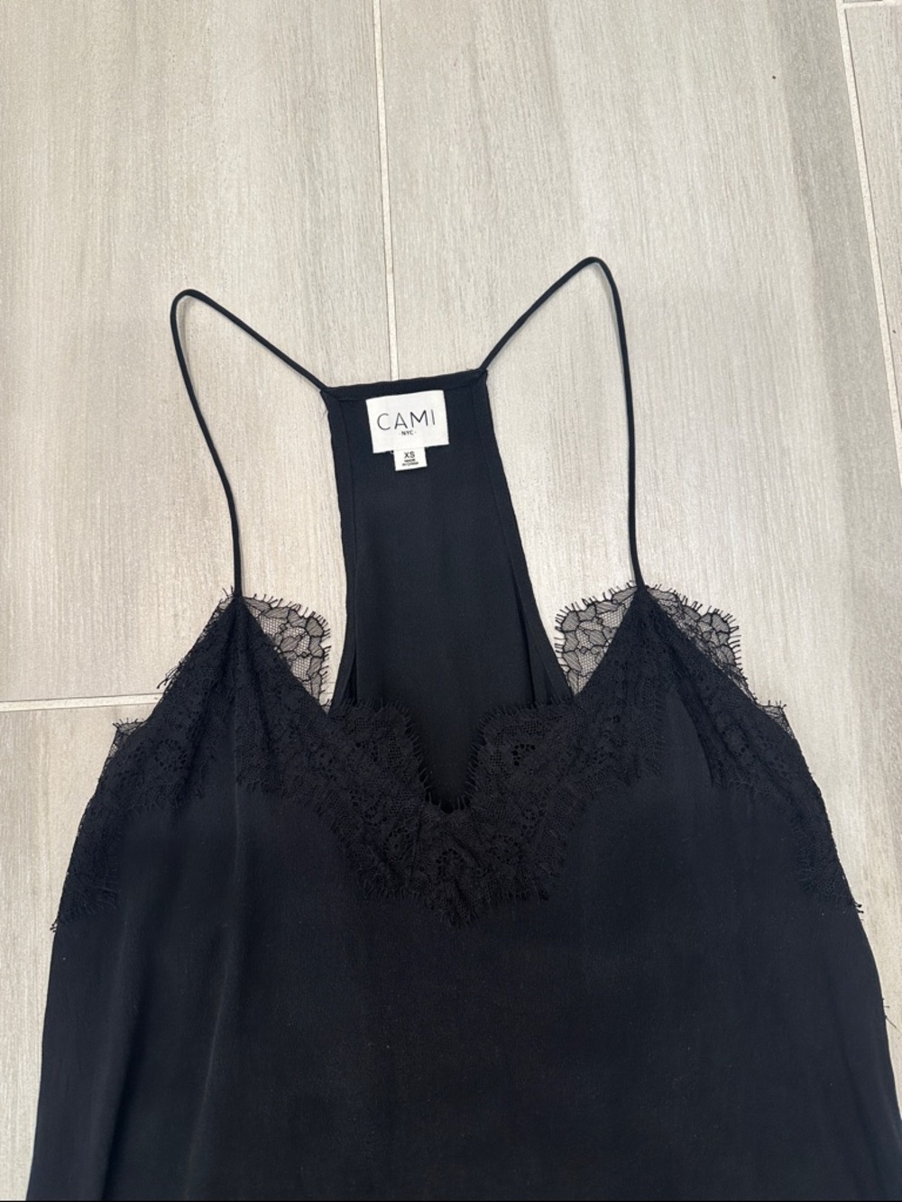 CAMI NYC Black Lace-Trim Racerback Cami Tank Top - Picture 2 of 7